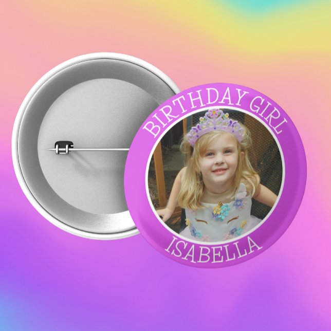Personalized Birthday Girl | Name and Photo Button (Creator Uploaded)