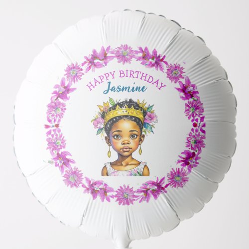 Personalized Birthday Girl Princess of Color Balloon