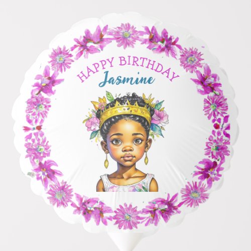 Personalized Birthday Girl Princess of Color Balloon