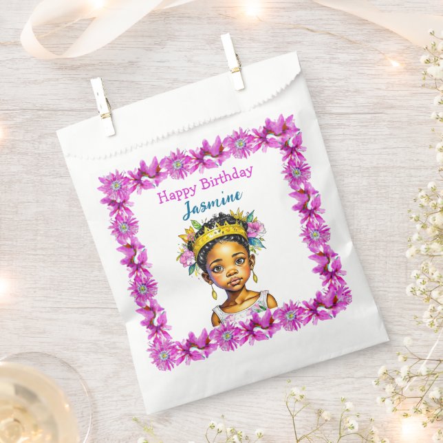 Personalized Birthday Girl Princess of Color Favor Bag (Clipped)