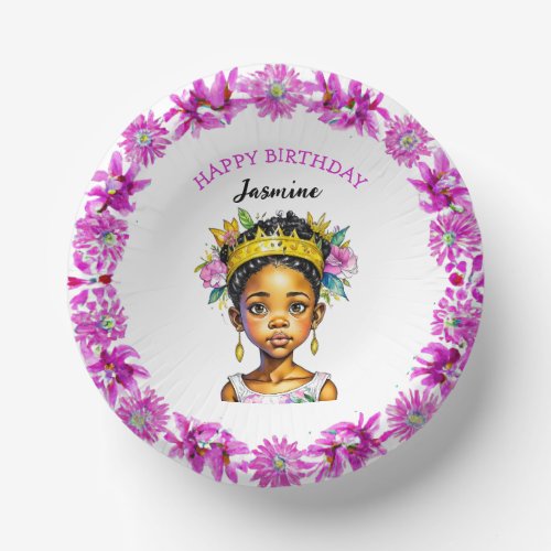 Personalized Birthday Girl Princess of Color Paper Bowls