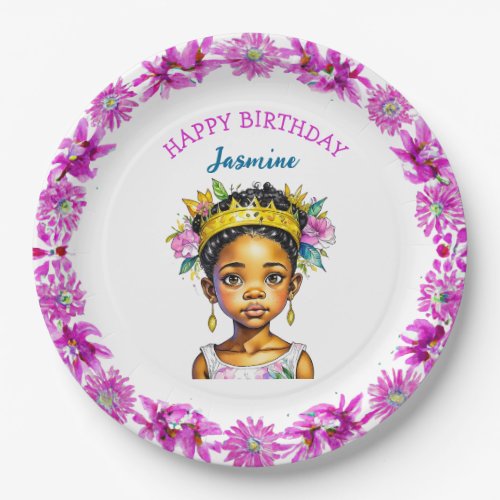 Personalized Birthday Girl Princess of Color Paper Plates