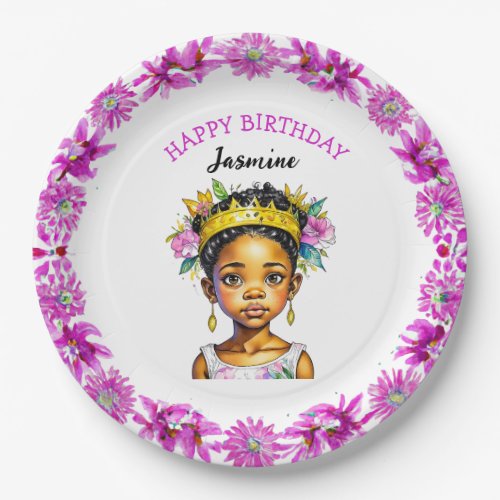 Personalized Birthday Girl Princess of Color Paper Plates