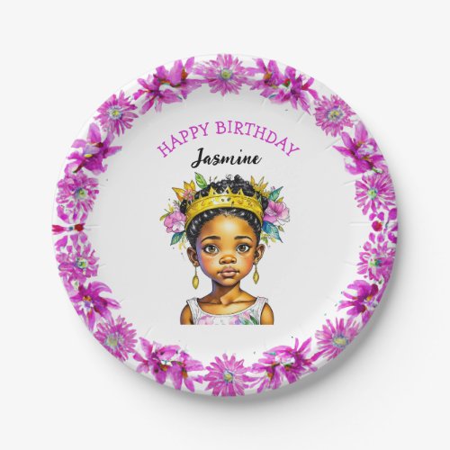 Personalized Birthday Girl Princess of Color Paper Plates