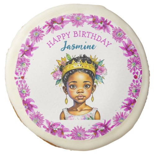 Personalized Birthday Girl Princess of Color Sugar Cookie