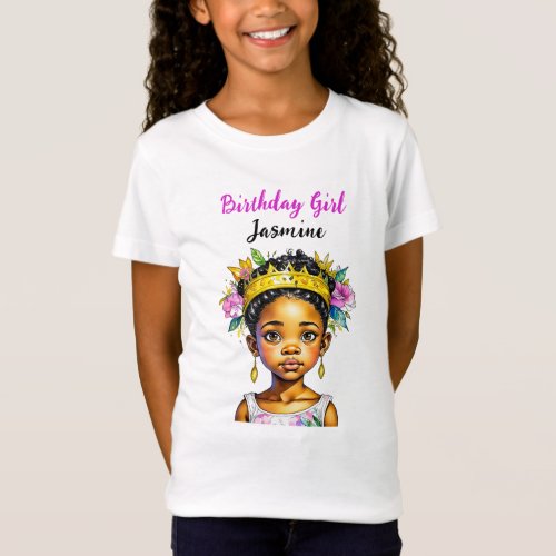 Personalized Birthday Girl Princess of Color T_Shirt