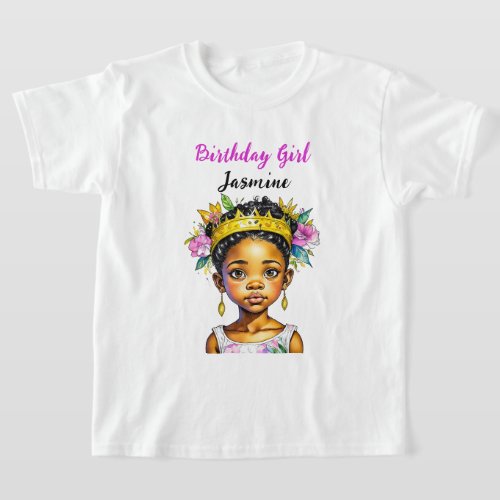 Personalized Birthday Girl Princess of Color T_Shirt
