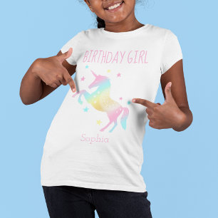 Personalized Birthday Girl Unicorn Rainbow kids T-Shirt