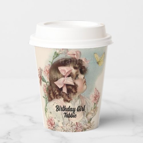 Personalized Birthday Girl Vintage Photo Paper Cup