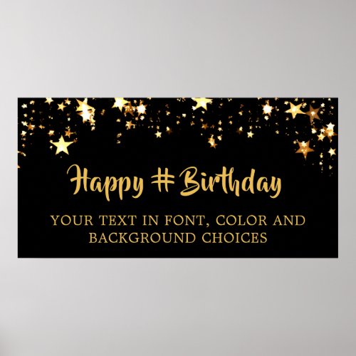 Personalized Birthday Gold Stars Custom Color Poster