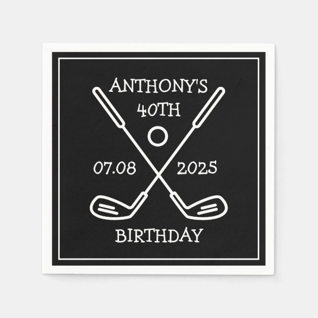 Personalized Birthday Golfer 40th happy Dad Par Napkins (Front)