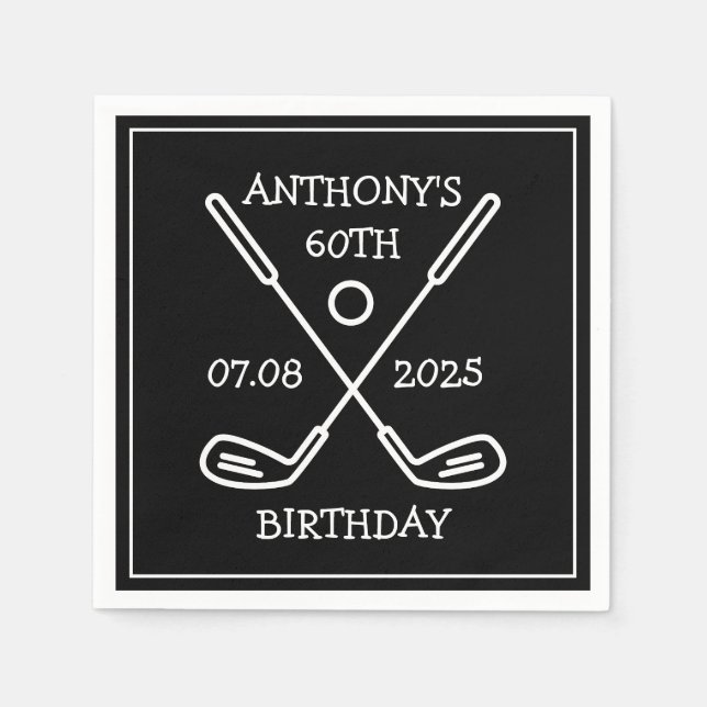 Personalized Birthday Golfer 60th happy Dad Par Napkins (Front)