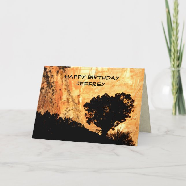 Personalized Birthday Greeting Card, Lone Tree Card (Front)