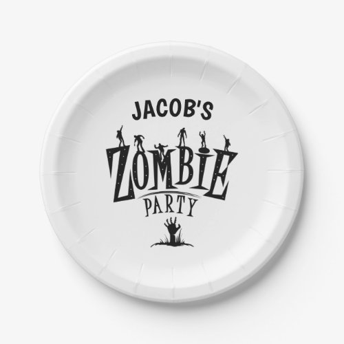 Personalized Birthday Halloween Zombie Theme Party Paper Plates