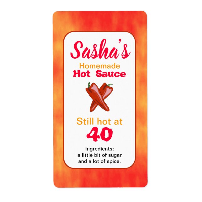 Personalized Birthday Hot Sauce Labels Add Name (Front)