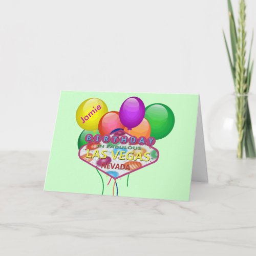 Personalized Birthday In Las Vegas Card