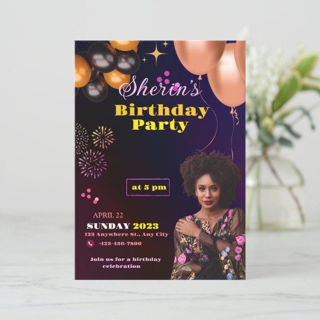 Personalized Birthday Invitation, Birthday Card (Standing Front)