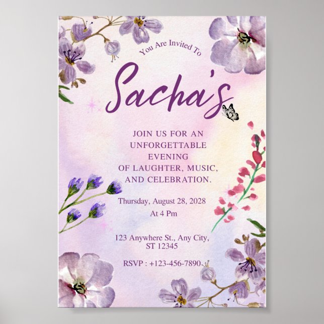 Personalized Birthday Invitation | Custom Birthday Poster (Front)