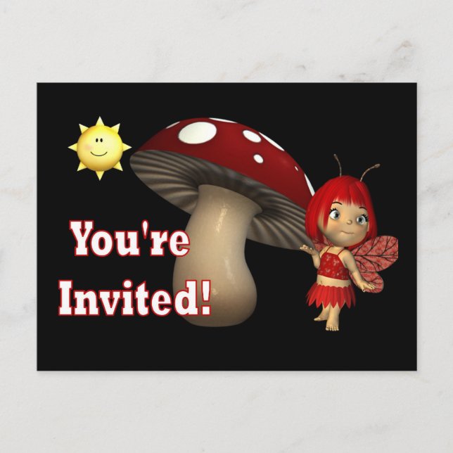Personalized Birthday Invitation postcards fairy (Front)