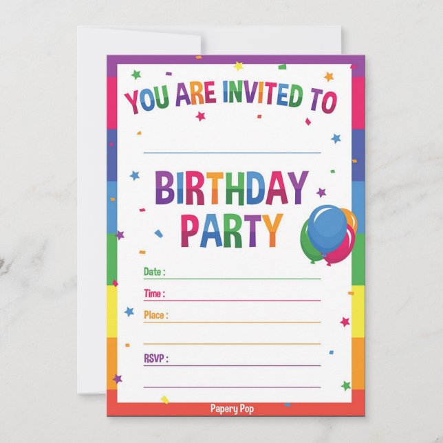 Personalized Birthday Invitation Templates:  (Front)