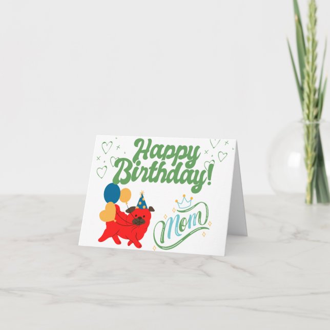 Personalized birthday l cute red dog watercolor  card (Front)