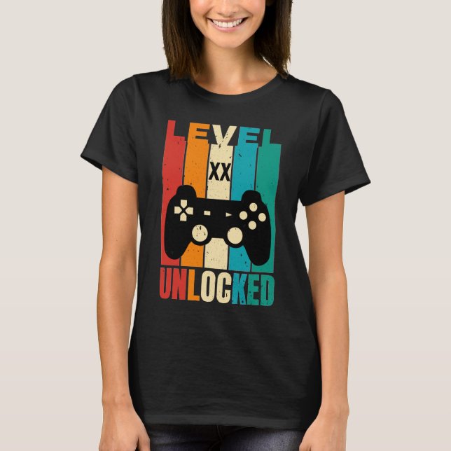Personalized Birthday  Level XX Unlocked T-Shirt (Front)