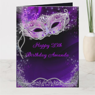 Personalized Birthday Masquerade Party Letterpress Thank You Card
