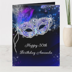 Personalized Birthday Masquerade Party Letterpress Thank You Card