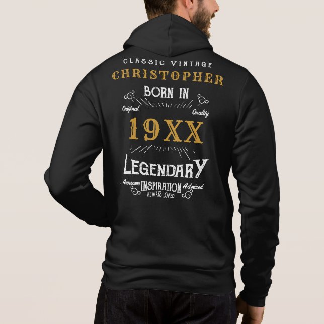 Personalized Birthday Monogram Legendary Father Hoodie (Back)