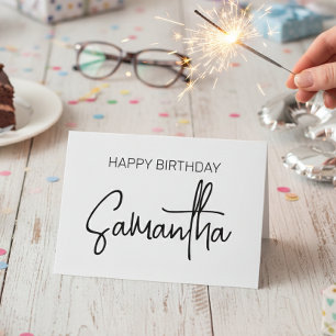Personalized Birthday Monogram name Calligraphy Card