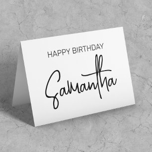 Personalized Birthday Monogram name Calligraphy Card