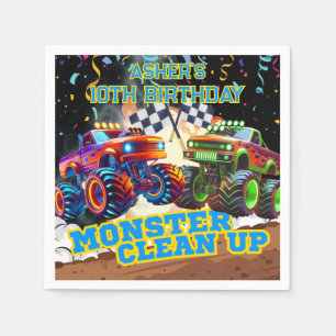 Personalized Birthday Monster Truck Showdown Napkins