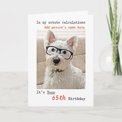 Personalized Birthday Name and Age Westie Dog Card