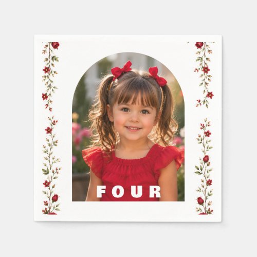 Personalized Birthday Napkins Girl Age 4