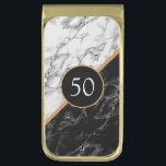 Personalized Birthday or Anniversary Money Clip<br><div class="desc">Personalized Birthday or Anniversary Gift Money Clips with Faux Black White Marble Stone Design by MIGNED - Add Your Year - Age / or Letter / Logo / Number / More with Customization tool ! Good Luck - Be Happy :)</div>