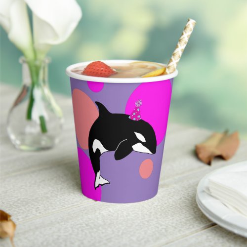 Personalized Birthday Orca Killer Whale Paper Cups