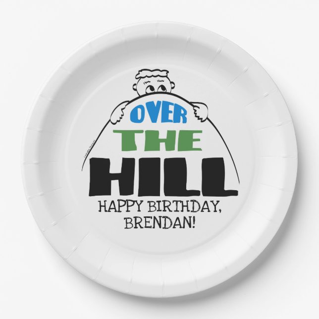 Personalized Birthday Over the Hill Paper Plates (Front)