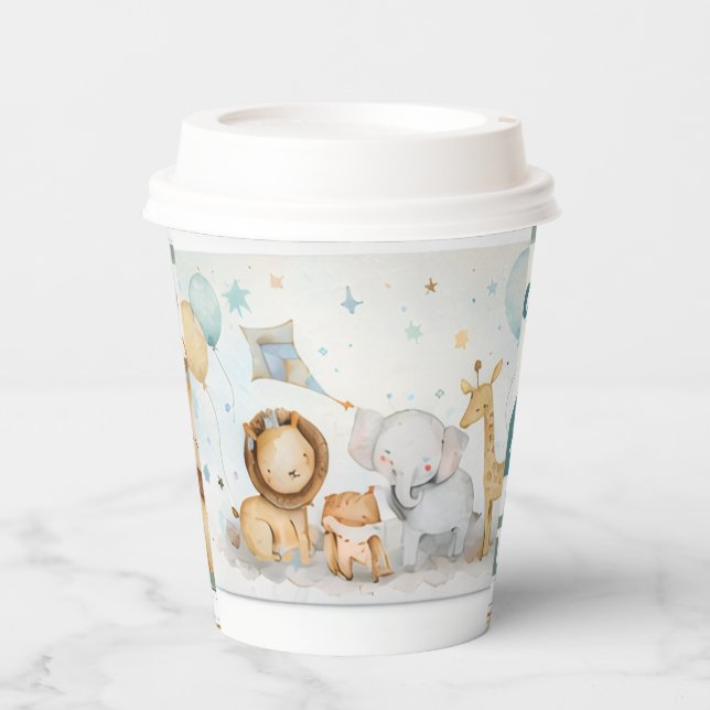Personalized Birthday Paper Cups – Safari, Space (Front)