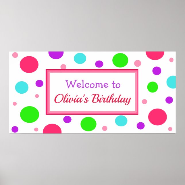 Personalized Birthday Party Banner for Girl Poster (Front)
