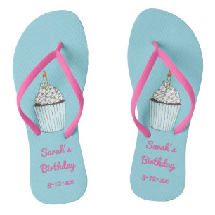 Personalized Birthday Party Cake Cupcake Candle Flip Flops