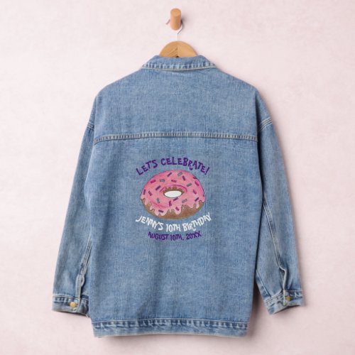 Personalized Birthday Party Favor Donut Doughnut Denim Jacket