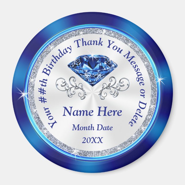 Personalized Birthday Party Favors, ANY YEAR Magnet (Front)