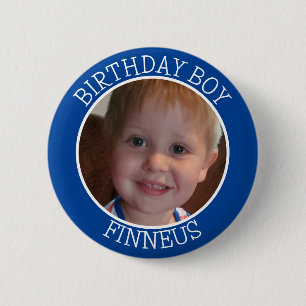 Personalized Birthday Party for Boy Name and Photo Button
