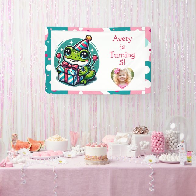 Personalized Birthday Party Frog Themed Welcome Banner (Party)