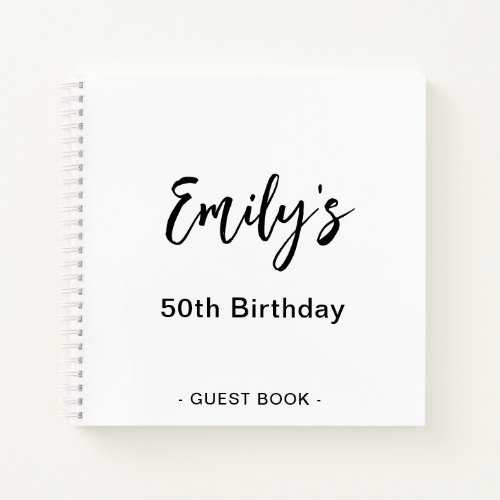 Personalized Birthday Party Guest Book Black White