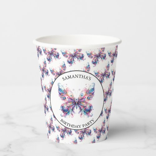 Personalized Birthday Party Paper Cups Butterfly