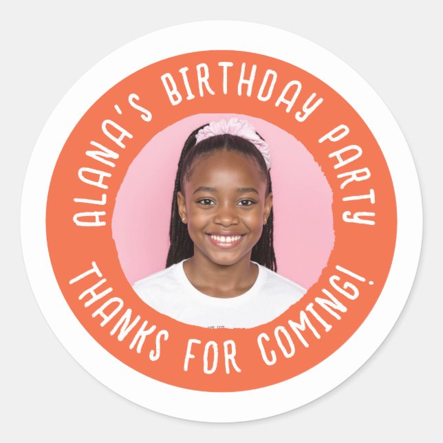 Personalized Birthday Party Thank You Favor  Classic Round Sticker (Front)