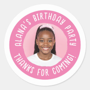 Personalized Birthday Party Thank You Favor Classic Round Sticker