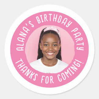Personalized Birthday Party Thank You Favor  Classic Round Sticker