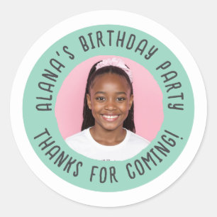 Personalized Birthday Party Thank You Favor  Classic Round Sticker